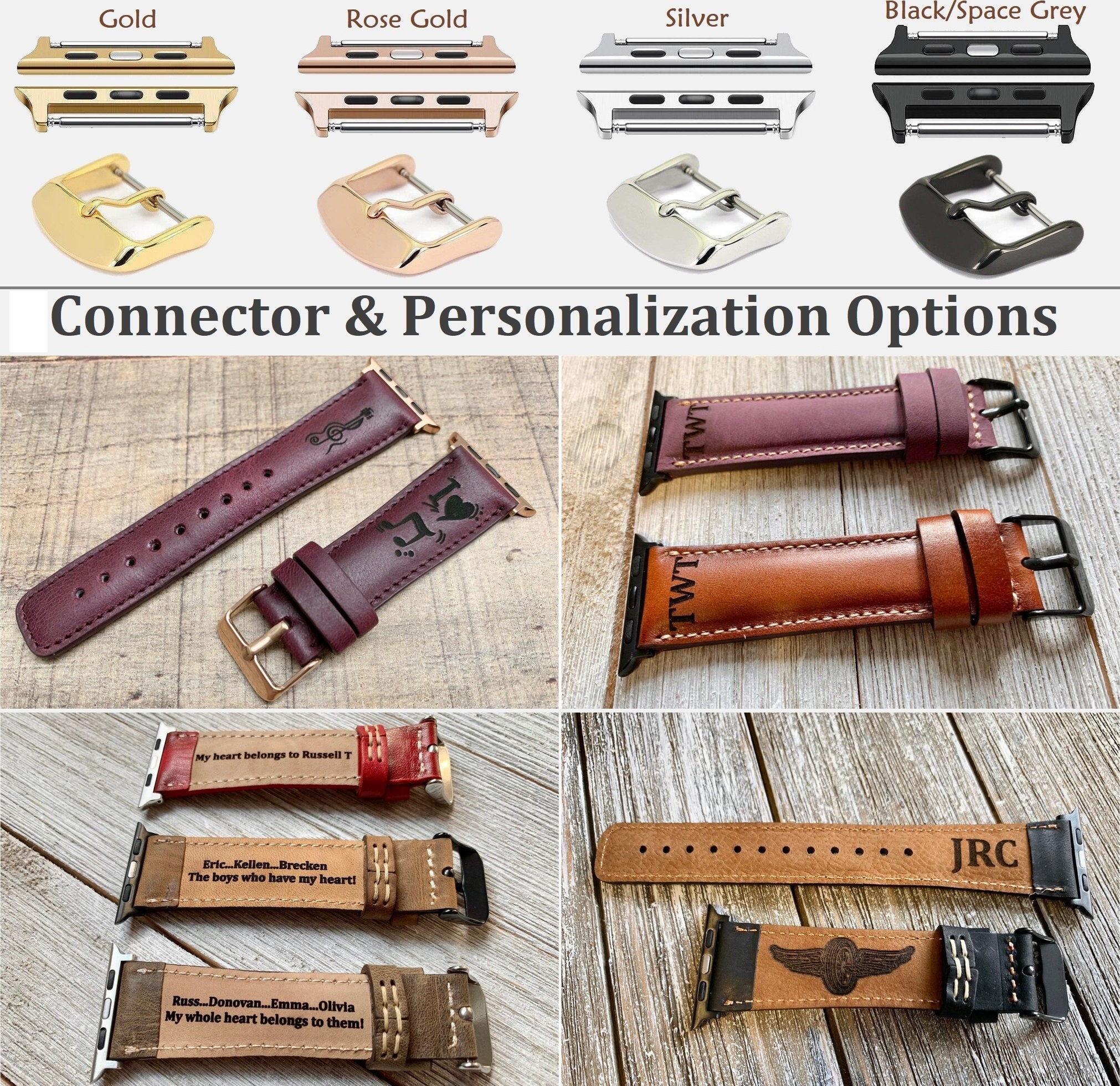 Custom Leather Watch Band, Apple Watch Band 38, 40, 41, 42, 44, 45, 49 mm. Handmade Samsung Galaxy, Pixel, Fossil, Fitbit iWatch Strap