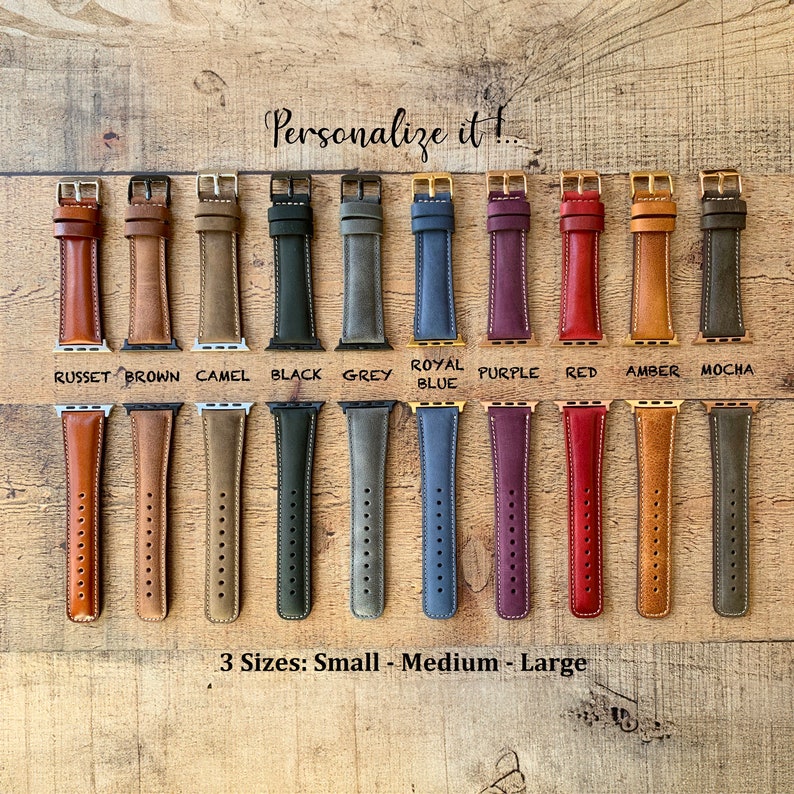 Leather smartwatch bands in ten colors