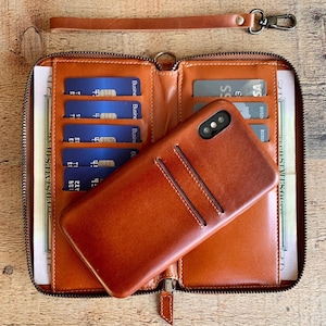 Top Grain Leder personalisierte iPhone Reißverschluss Tasche Brieftasche Fall, iPhone Kartenhalter und Brieftasche für 17, 16, 15, 14, 13, 12, SE-Serie
