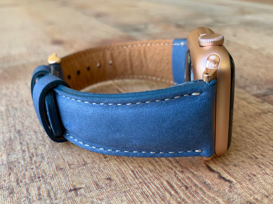 Royal Blue Leather Watch Band Apple Watch Band 38mm 40mm 41mm Etsy