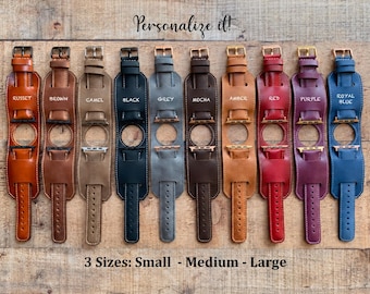 Correa de cuero personalizada para Apple Watch de 38, 40, 41, 42, 44, 45 y 49 mm. Correa hecha a mano para Galaxy, Pixel y Fossil Fitbit iWatch.