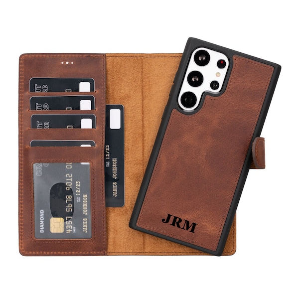 Antic Brown leather Samsung Case, Galaxy S24, S23, S22, S21, S20, S9, S8 Plus, Note 20, 10, 9 wallet case Samsung Wallet Galaxy Custom Cases