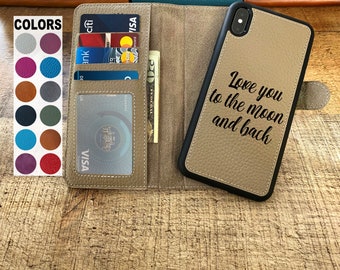 Grain Beige Mink Leather iPhone wallet X, XS, XS Max, XR, 8, 7, 6 Plus Case, Detachable Magnetic iPhone Wallet, iPhone Card Holder Case