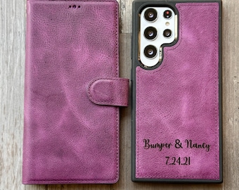 Magnetic Leather Samsung Wallet Case for Galaxy S26, S25, S24,S23,S22, Note 20, Custom Galaxy Wallet Case, Compatible Wireless Charging Case