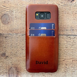 Samsung Russet Leather Snap On Full Back Cover Case, Cardholder wallet, Galaxy S24, S23, S22, S21, S20, S10, S9, S8, Note 20, 10, 9, 8 Plus