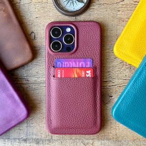 Coque complète personnalisée en cuir légère avec clip pour iPhone 16, 15, 14, 13, 12, 11, SE, X, 7, 8 Plus, porte-cartes iPhone, coque mince pour iPhone