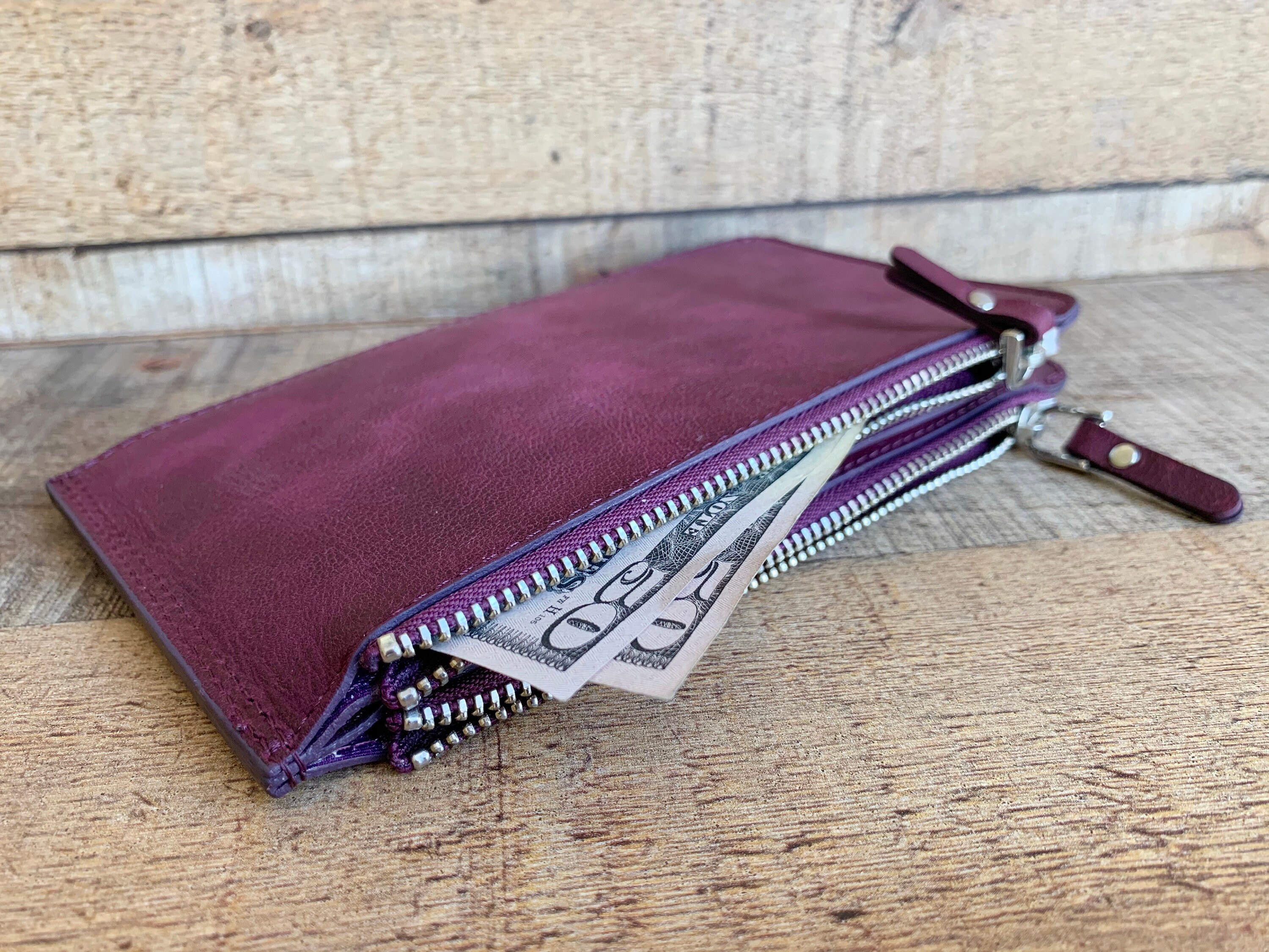 Custom Leather Wallet Antic Purple Unisex Wallet Leather Etsy