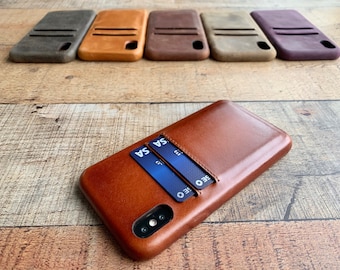 Russet Leather Feather Light Snap On Full Cover Case, iPhone 15, 14, 13, 12, 11, 11 Pro, 11 Max, X, XS Max, XR, 7, 8 Plus iPhone Kartenhalter