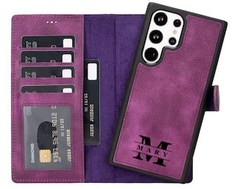 Antic Purple leather Samsung Case Galaxy S24, S23, S22, S21, S20, S9, S8 Plus, Note 20, 10, 9 wallet case Samsung Wallet Galaxy Custom Cases