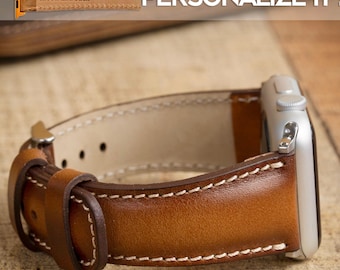 Top Grain Leather Watch Band, Apple Watch Band 38, 40, 41, 42, 44, 45, 49 mm, Galaxy, Fitbit Pixel, Fossil, iWatch Band, Custom Band