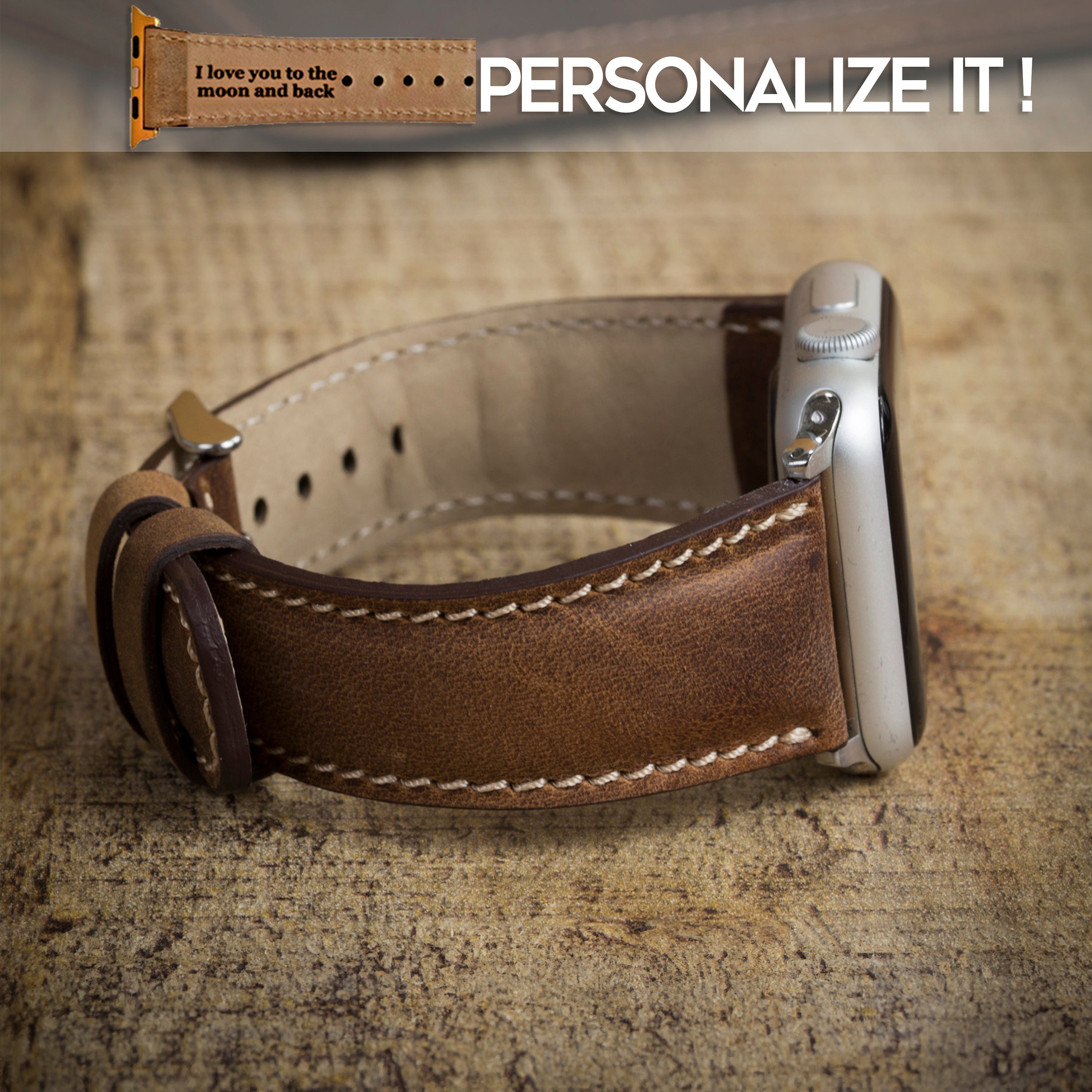 Michalke Made Handmade 42/44mm Apple watch Band (Genuine Leather) EDIMENS Vintage Genuine Leather Band for Apple Watch 42mm  main image 4