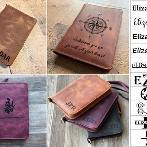 Custom Brown Leather Large Passport Cover, Zipped Family Passport Holder, Personalized Passport Travel Wallet, Secured Passport Bag 6 Holder image 10