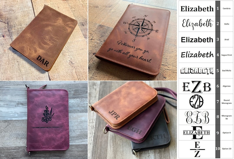 Custom Brown Leather Large Passport Cover, Zipped Family Passport Holder, Personalized Passport Travel Wallet, Secured Passport Bag 6 Holder image 10