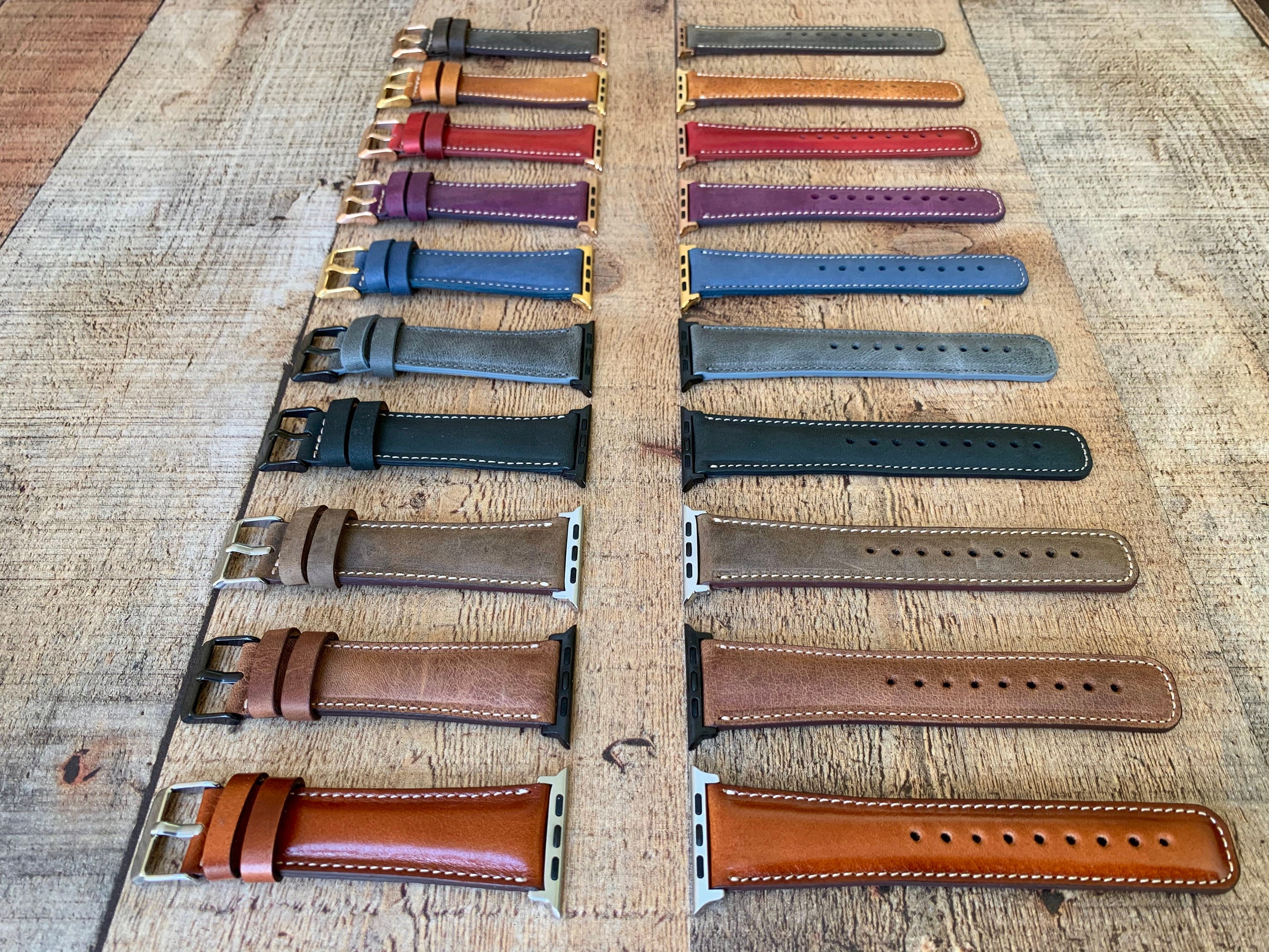 Custom Leather Watch Band, Apple Watch Band 38, 40, 41, 42, 44, 45, 49 mm. Handmade Samsung Galaxy, Pixel, Fossil, Fitbit iWatch Strap