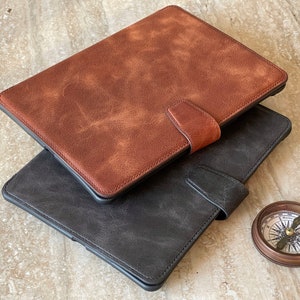 Custom Leather iPad Cases, Antic Brown Leather iPad Sleeve, iPad Pro 12.9, Pro 11, 10.9, 10.5, 10.2, Mini, Portfolio Case with apple pencil image 7