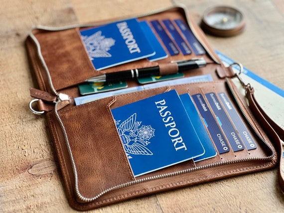Étui Passeport En Cuir PU - Organiseur De Voyage Avec Poches Pour Cartes, Billets, Cartes D'embarquement, Plusieurs Coloris - 5