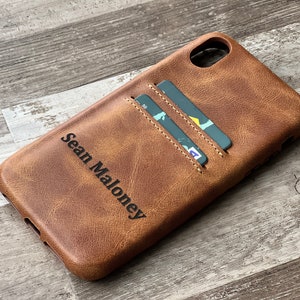 Russet Leather Feather Light Snap On full cover case, iPhone 15, 14, 13, 12, 11, 11 Pro, 11 Max, X, XS Max, XR, 7, 8 Plus iPhone Card Holder image 7