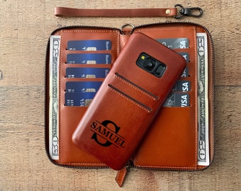 Samsung Galaxy Wallet Case. Russet Leather Full Cover Credit Card Case and Wallet. S24, S23, S22, S21, S20, S10, S9, Note 20, 10, 9 8 wallet