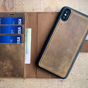 Detachable iPhone Wallet for iPhone X, Xs, 8, 7, Plus Cases, Personalized iPhone Wallet, iPhone Card Holder, Magnetic Fold Case, Antic Camel