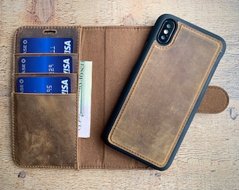 Detachable iPhone Wallet for iPhone X, Xs, 8, 7, Plus Cases, Personalized iPhone Wallet, iPhone Card Holder, Magnetic Fold Case, Antic Camel