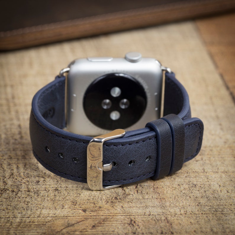 Dark Navy Leather Watch Band Apple Watch Band 38 40 41 42 Etsy