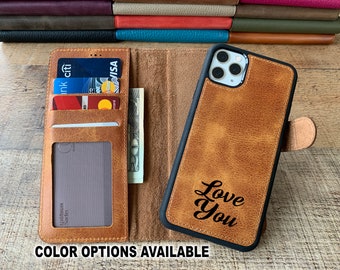 Antic Amber Leather iPhone 15, 14, 13, 12, 11, X, XS Max, XR, 8, 7, 6 Plus Case, Detachable Magnetic case, iPhone Card Holder Wallet Case