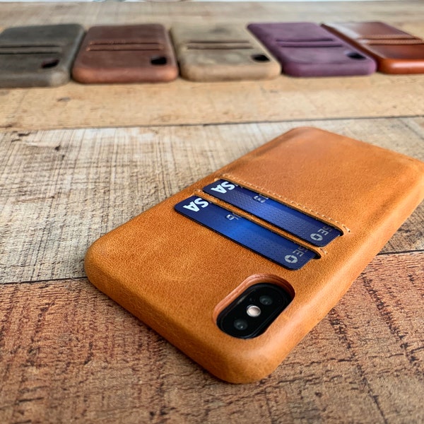 Amber Leather Feather Light Snap On full cover case, iPhone 15, 14, 13, 12, 11, SE, X, XS Max, XR, 7, 8 Plus, iPhone Card Holder wallet