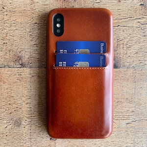 Russet Leather Feather Light Snap On full cover case, iPhone 15, 14, 13, 12, 11, 11 Pro, 11 Max, X, XS Max, XR, 7, 8 Plus iPhone Card Holder image 2