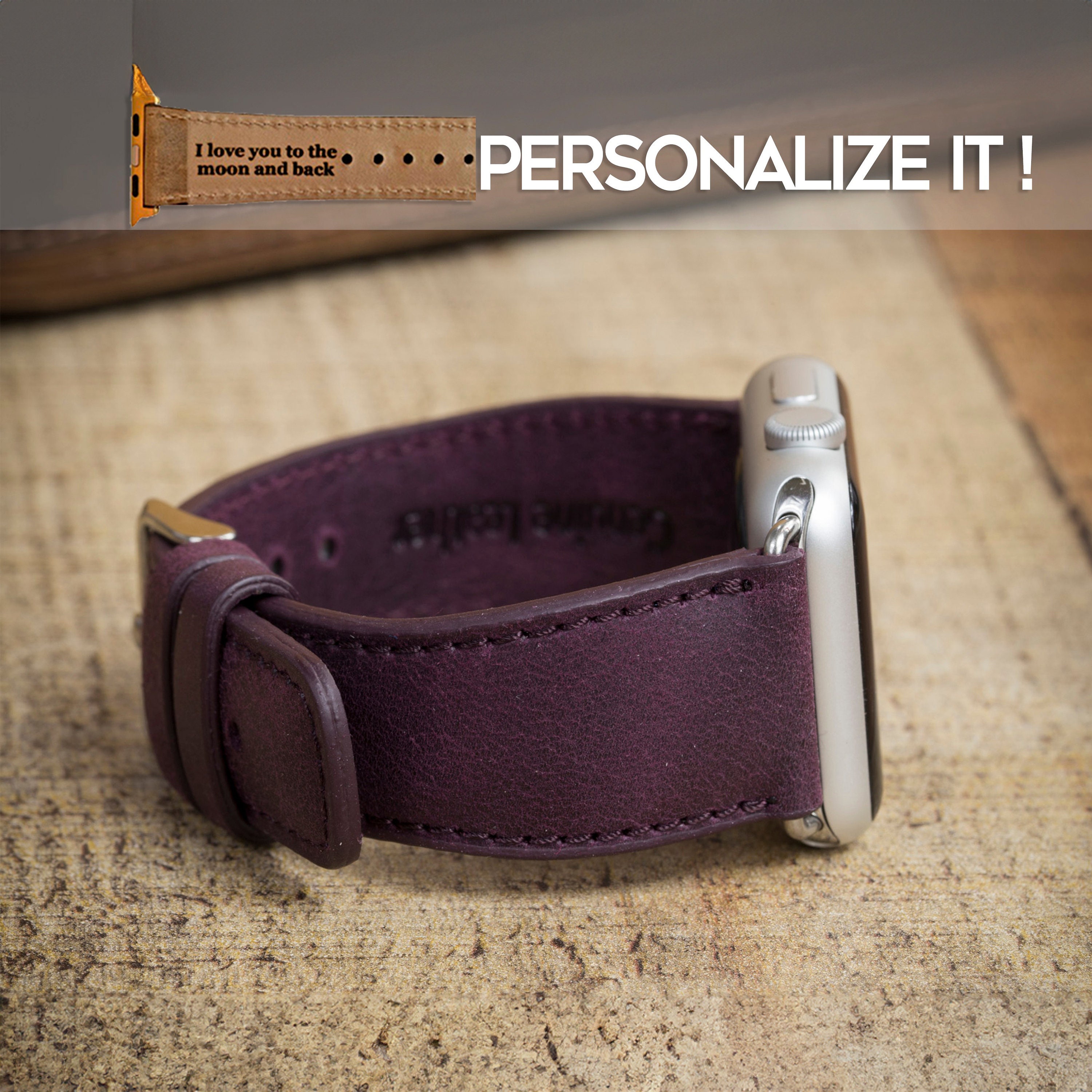 Grain Burgundy Leather Watch Band Apple Watch Band 38 40 41 42 44 45 49 Mm Galaxy Fitbit Fossil Pixel Strap Custom Iwatch Band Etsy