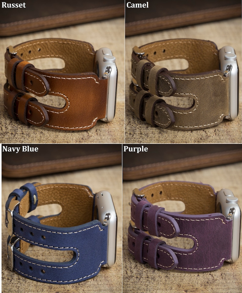 Antic Camel Leather Watch Strap Double Watch Band Wrist Etsy