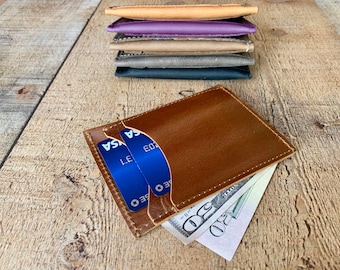 Custom Antic Leather Slim Card Holder, Credit Card Case, Slim Wallet Minimalist Card Sleeve, Custom Groomsmen Gifts, Leather wallet