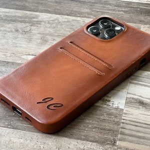 Russet Leather Feather Light Snap On full cover case, iPhone 15, 14, 13, 12, 11, 11 Pro, 11 Max, X, XS Max, XR, 7, 8 Plus iPhone Card Holder image 3