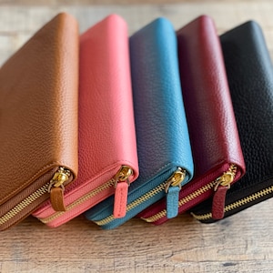 Echt leren damesportemonnee, kaarthouder, reistasje, jubileumcadeau, portemonnee telefoonhouder, aangepaste kaartportemonnee, dames clutch portemonnee