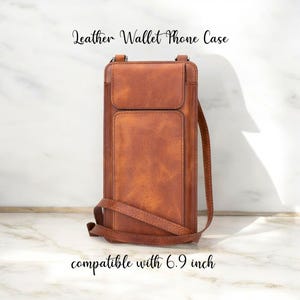 Capa de couro personalizada tipo carteira para celular, bolsa tiracolo para smartphones de 6,9 polegadas, capa tipo carteira com fecho de pressão para celulares de 6,9 polegadas
