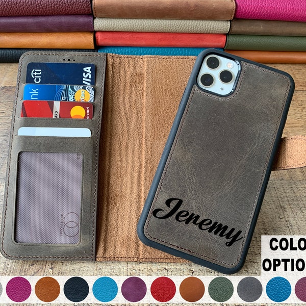 Antic Mocha Leather iPhone 15, 14, 13, 12, 11, X, XS Max, XR, 8, 7, 6 Plus Case, Detachable magnetic case, iPhone Card Holder, iPhone Wallet