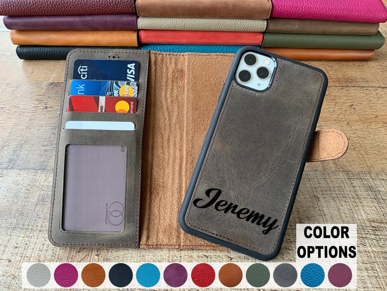 Antic Mocha Leather iPhone 14, 13, 12, 11, X, XS Max, XR, 8, 7, 6 Plus Case, Detachable magnetic case, iPhone Card Holder, iPhone Wallet 