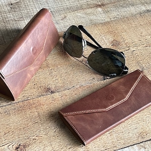 Leather Sunglass Case, Glasses Holder, Personalized Sunglass Cases, Reinforced Sunglass Holder, Handmade Leather Gift, Sunglass Protector image 2