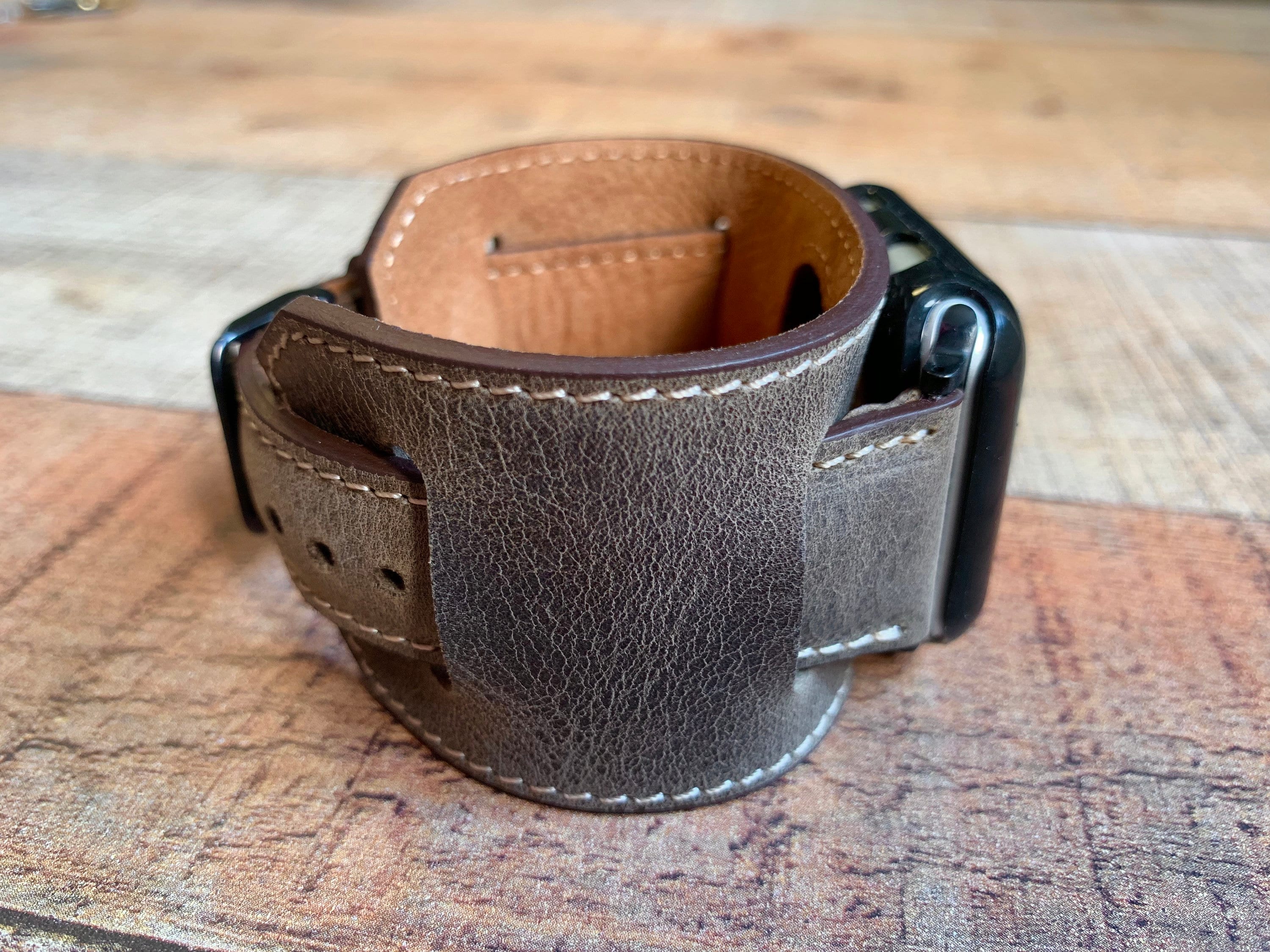 Antic Mocha Leather Watch Cuff Apple 
