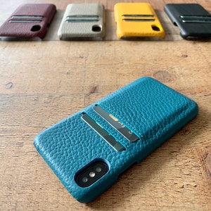 Grain Blue Turquoise Leather iPhone X, XS, XS Max, XR, 8, 7, 6 Plus Case,  Detachable iPhone Magnetic wallet case, iPhone Card Holder