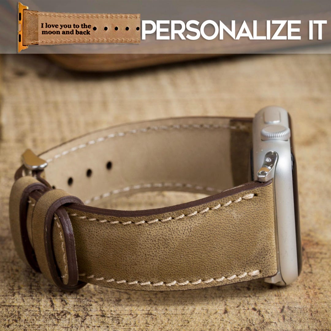 Personalized Genuine Leather Watch Band, Apple Watch Band 38, 40