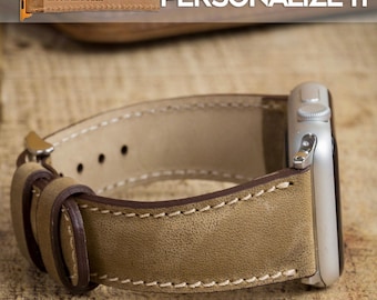 Personalized Genuine Leather Watch Band, Apple Watch Band 38, 40, 41, 42, 44, 45, 49 mm, Galaxy, Fitbit Pixel, Fossil, iWatch Band