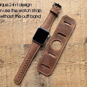 Correa de cuero personalizada para Apple Watch de 38, 40, 41, 42, 44, 45 y 49 mm. Correa hecha a mano para Galaxy, Pixel y Fossil Fitbit iWatch. imagen 9