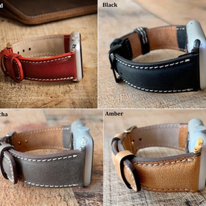 Custom Leather Watch Band, Apple Watch Band 38, 40, 41, 42, 44, 45, 49 mm. Handmade Samsung Galaxy, Pixel, Fossil, Fitbit iWatch Strap image 11