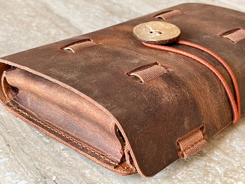 Leather Cable and Charger Organizer Bag, Handmade Cord organizer, Travel charger roll, Storage, Cord Roll, Travel case, Groomsmen Gift Brown image 3