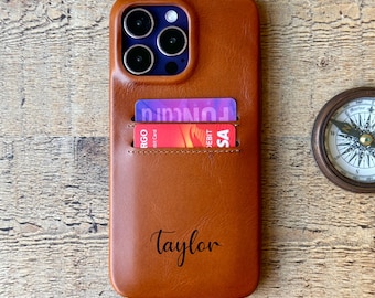 Custom Leather Feather Light Snap On full cover case iPhone 16, 15, 14, 13, 12, 11, SE, X, 7, 8 Plus iPhone Card Holder, iPhone Slim Case