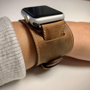 Correa de cuero personalizada para Apple Watch de 38, 40, 41, 42, 44, 45 y 49 mm. Correa hecha a mano para Galaxy, Pixel y Fossil Fitbit iWatch. imagen 3