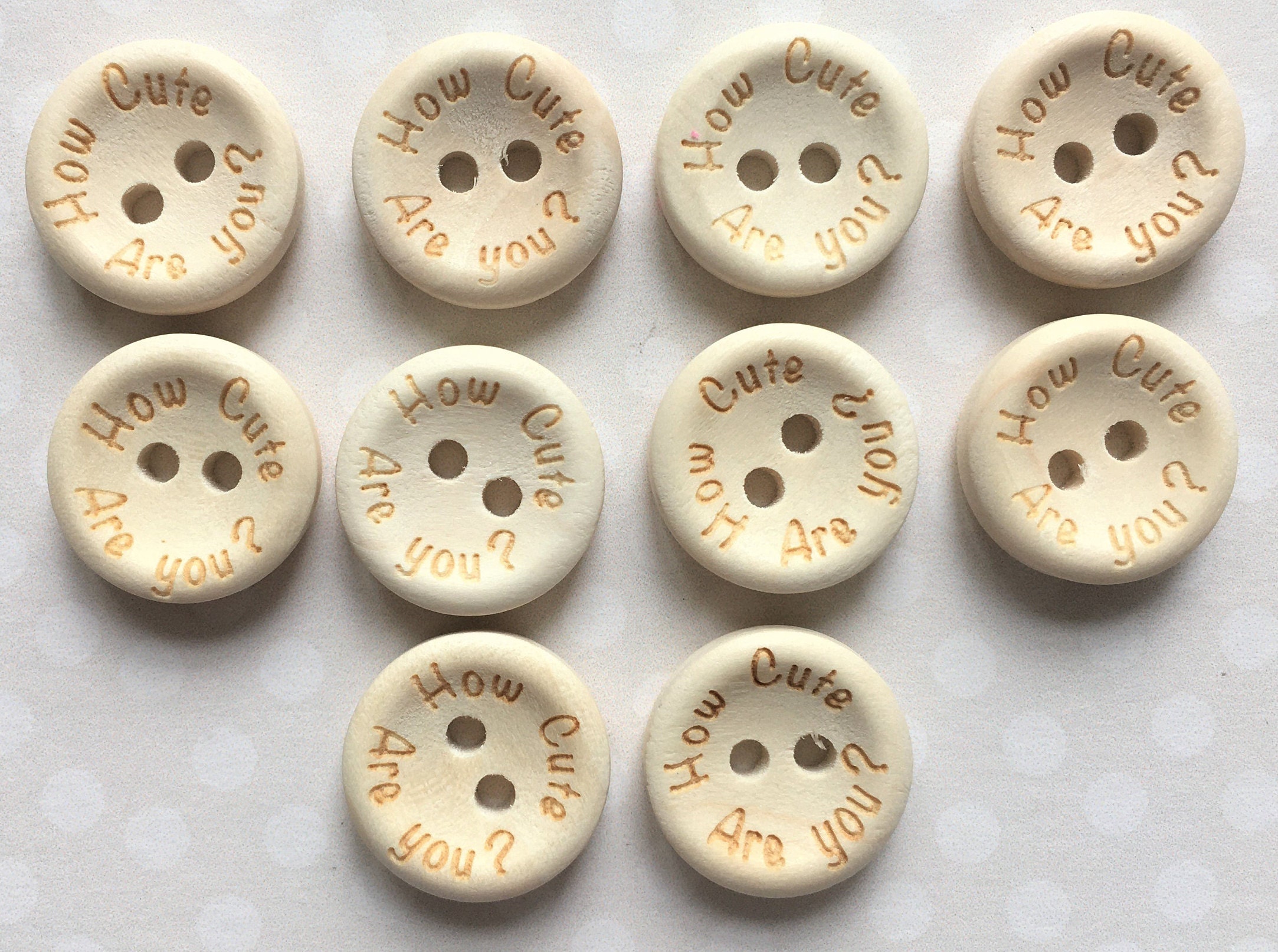 9 X 20mm HANDMADE WITH LOVE 'knitted' Wooden Buttons, Knitted