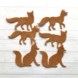 6 x mini renards découpés en feutre, renard découpé, renard en feutre, décoration renard, applique renard, embellissements renard, décorations de cartes renard.