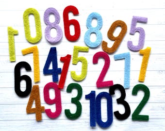 Felt Number 4cm high, Set 1-10, Craft Toppers, Decorations