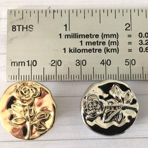 Rose design metal shank buttons 18mm and 23mm image 7